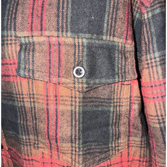 Burnside Men’s Plaid Flannel Shirt Crimson Red Size Large NWT Camping Grunge - Picture 3 of 13